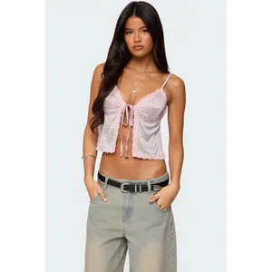 Backless Satin Effect Polka Dot Top