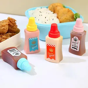 4pcs/set Cute Mini Sauce Bottle, Portable Seasoning Bottle, Kitchen Seasoning Utensils Supplies, Syrup Dispenser