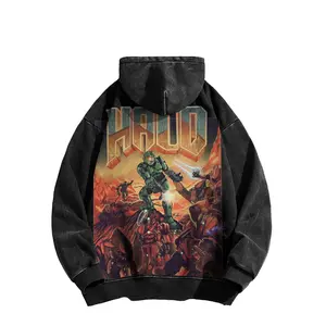 Halo Reach unisex washed cotton hoodie, RPG graphic sweatshirt, popular anime, comics, and game merchandise, men's printed straight-leg hoodie.