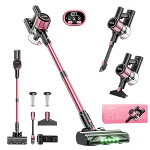 Cordless Vacuum Cleaner, 8 in 1 Stick Vacuum with Powerful Suction, Green LED Light, Anti-Tangle Brush, Lightweight Rechargeable Vacuum Cleaner for Home, Hardwood Floors, Carpets, Pet Hair