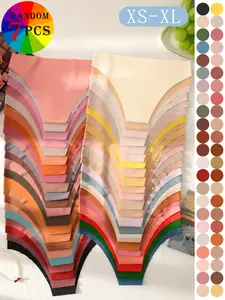 Women's Seamless Panties Set of 7, Random Color Plain Design, Invisible Comfortable Breathable Triangle Briefs for All Seasons, Underwear Sets