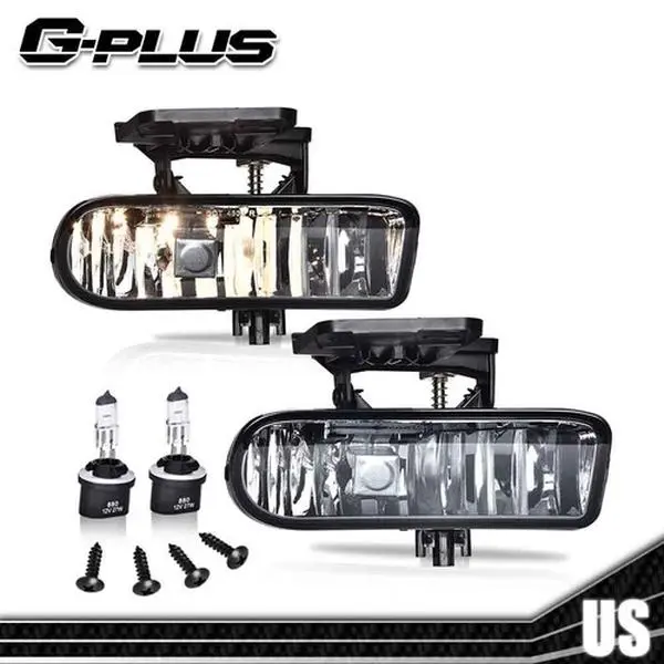 G-PLUS 100% Brand New LED Front Smoke Lens Car Fog Lights Kit - 2 Fog Light Dual Set, SAE/DOT Certified, Plug-and-Play Driving Lamps for 1999-2002 GMC Sierra, 2000-2006 Yukon, Led Lights