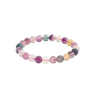 1 pc Rainbow Fluorite Bracelet （DegLin Jewelry）Healing Bracelet For Women Anxiety Crystal Bracelet Chakra Beaded Bracelets Rose Quartz Crystals And Healing Stones Bracelet Calming Stretch Bracelet Stress Relief Gifts For Women