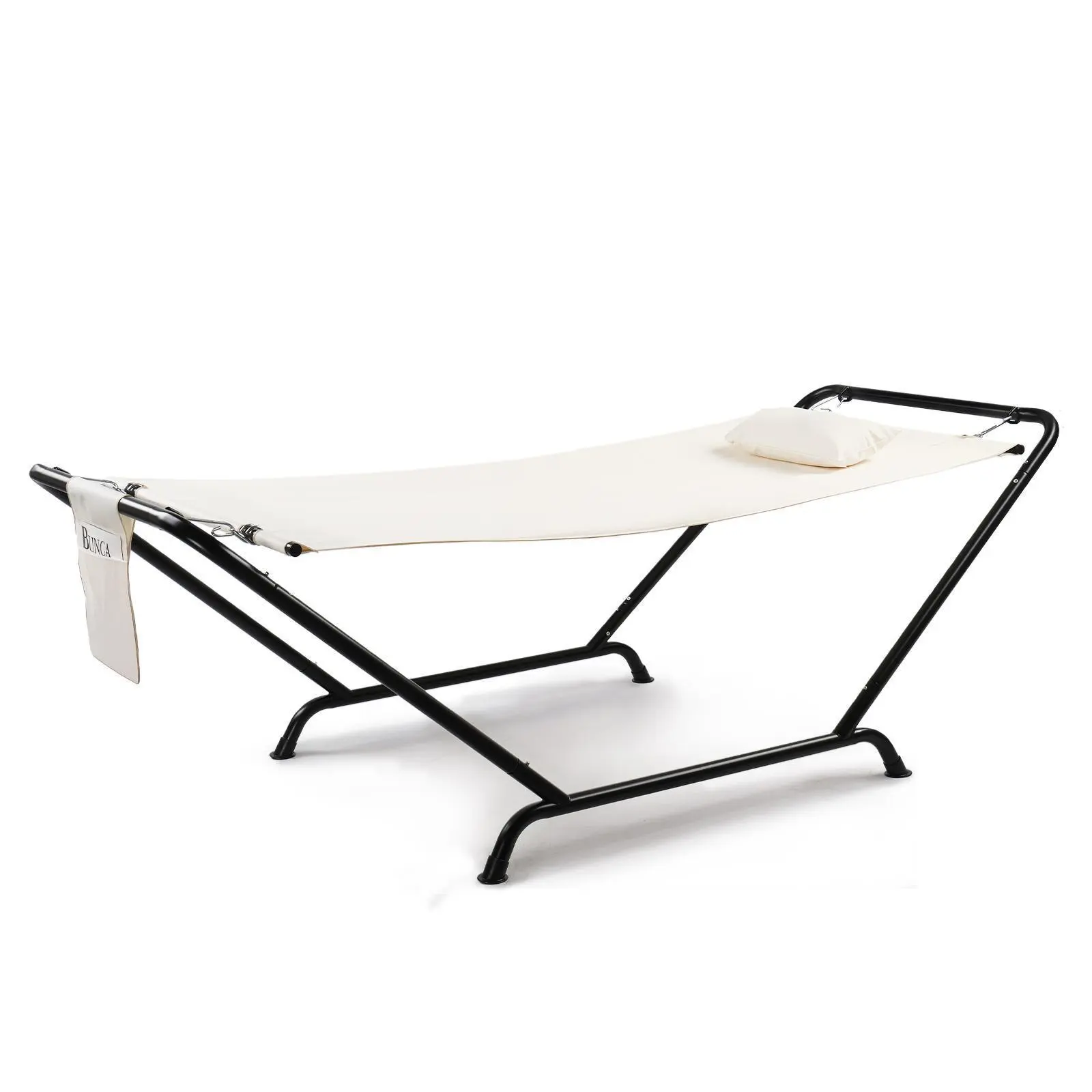 Freestanding Hammock with Stand, 550LBS Heavy Duty Outdoor Hammock Bed with Soft Pillow & Storage Bag