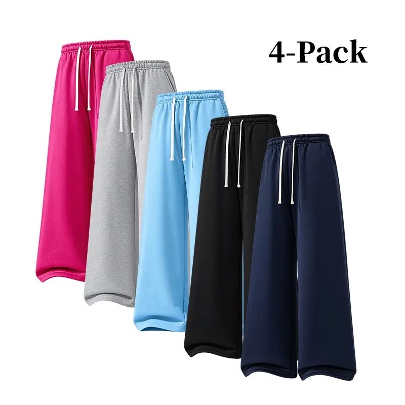 Men's 4-Pack Solid-Color Loose-Fit Thermal Drawstring Casual Bottoms, Plus Sizes for Autumn-Winter Outdoor Wear Pants