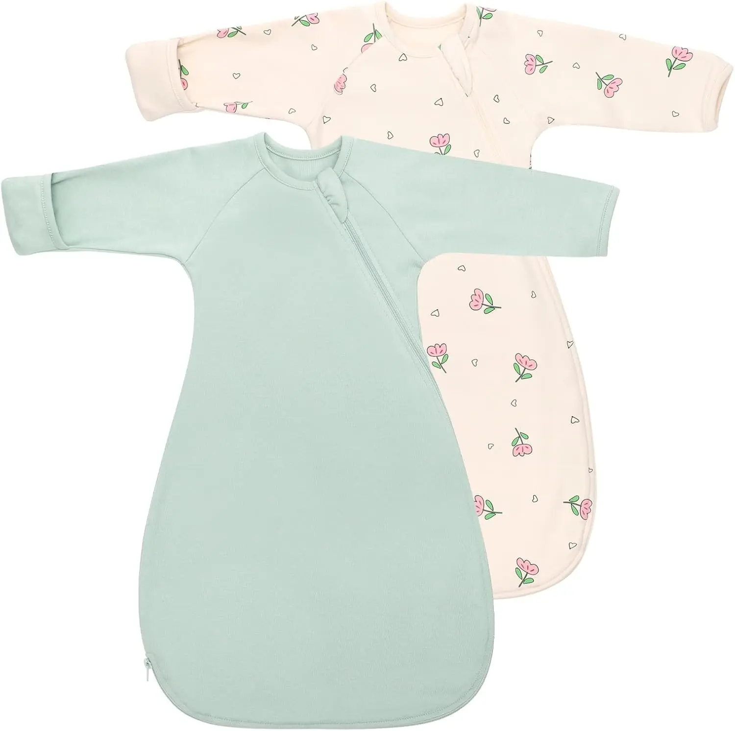 Knirose Baby Sleep Sack 2-Pack 0-12 Months, Soft Cotton, 2-Way Zipper for No-Wake Diaper Changes, Easy to Wash & Wear