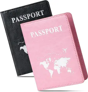 2 Pcs Passport holders，Ultra Slim passport wallet，PU Leather Passport Cover for Women and Men…