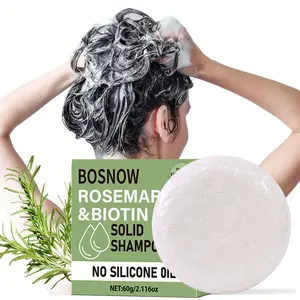 BOSNOW Rosemary Biotin Solid Shampoo Bar 60g No Silicone Oil Formula with Rosemary Coconut Oil Olive Oil Gentle Non Irritating Soft Fresh Lather Cleanses Scalp Strengthens Hair for Soft Smooth Hair Improves Hair Texture