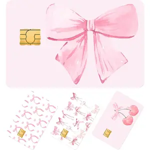 16 Pcs Bow Credit Card Skin Cover Set Coquette Bow Debit Card Stickers Elegant Waterproof PVC ID Cover Anti-wrinkling for Transportation Fun Gift Idea