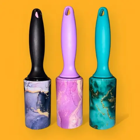 GetUrSticky Traditional Handle Silicone Deshedding Tool Washable Reusable Sticky Roller with Protective Case Available for Clothes & On-the-Go Use
