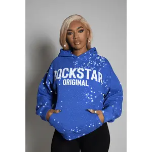 Crystiqa Royal Blue/White Rhinestone Hoodie