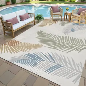Palm Leaf Pattern Outdoor Carpet, Retro Style Outdoor Picnic Mat, Foldable Portable Carpet, Suitable for Outdoor Picnic, Camping and Family Gathering, Patio Rug, Durable Decorative Mat, Decorative Rugs