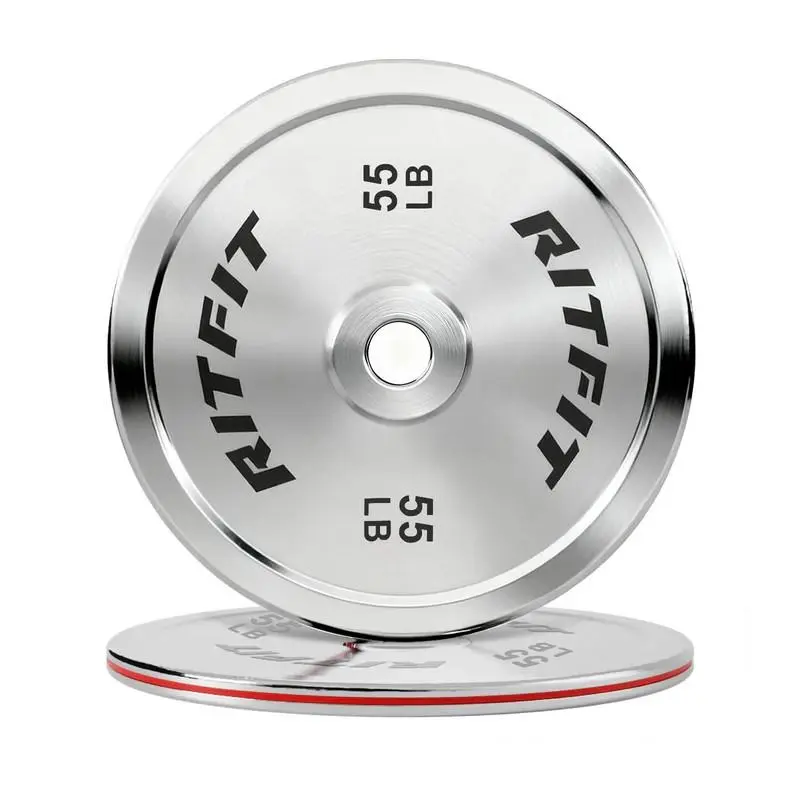 RITFIT 2-Inch Silver Chrome Finish Steel Strip Olympic Weight Plates, 10g Weight Equipment, Home Exercise Equipment for Home Gym Olympic Bar Training, Straight Barbell Plates, Metal Barbell Plates