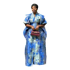 Women's Sakina Floral Radiance Floor-Length Brocade Bubu with Matching Head Scarf - Modest Fashion Hijab Set