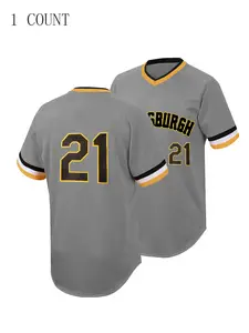 Plus Size Men's Letter&Number Embroidered Baseball Jersey, Jersey Shirts, Embroidery Jersey, Casual Breathable Short Sleeve Baseball Top for Training Competition Party, Mens Sportswear