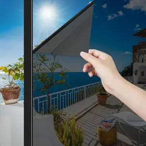 One Way Window Film Window Privacy Film, Heat Control Sun Blocking Anti UV Daytime Privacy Mirror Window Tint for Home, Static Cling Window Sticker, Black, 11.81Inch x 6.5Feet
