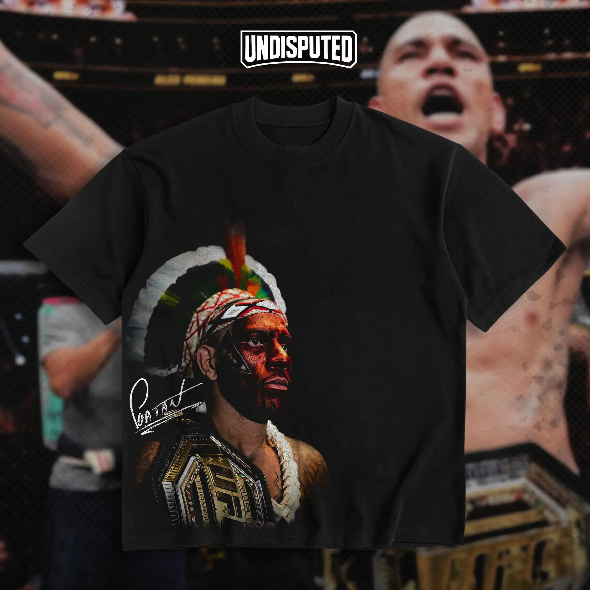 UNDISPUTED Alex Poatan Pereira Light Heavyweight Champion Heavy Cotton T-shirt Chama UFC Shirt UFC 320 Fan Apparel Gift For MMA Fan Menswear Breathable Print