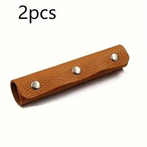 2pcs PU Leather Handbag Handle Covers with Safety Snap Button, Non-Slip Wear-Resistant Protector for Bags, Durable Luggage Handle Wraps, Removable Accessory, Bag Accessories