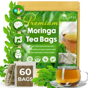 【FreshDrinkUS】 Moringa Leaf Tea Bags, 100% Natural & Pure from Moringa Leaves. Loose Leaf Moringa Herbal Tea. Moringa Leaf Tea. No Sugar, No Caffeine, No Gluten, Vegan. Beverage