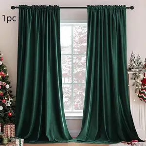 Velvet Blackout Thermal Insulated Curtain, Soft Noise-Reducing Drapes, Rod Pocket Design, Perfect for Living Room & Bedroom, Christmas Decorations, Home Decoration Curtain