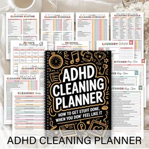 ADHD Cleaning Plan Brochure - Color Coded Household Cleaning Calendar and Checklist, Daily/Week/Month/Year Household Organizer with To-Do List, Productivity Tracker and Habit Tracker for Home, Office, Personal Organization