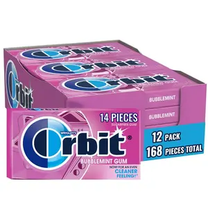 ORBIT Sugar-Free Mint Chewing Gum, 12 packs of 14 pieces (168 pieces total) Bubblemint