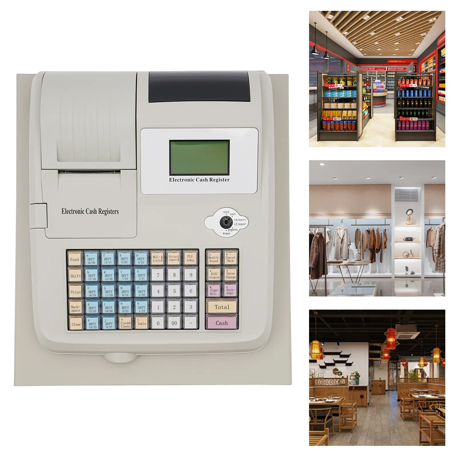 CNCEST 48 Keys Electronic Cash Register with Drawer Box - Supports Multiple Payment Methods & High Adaptability - Modern Design for Store Use
