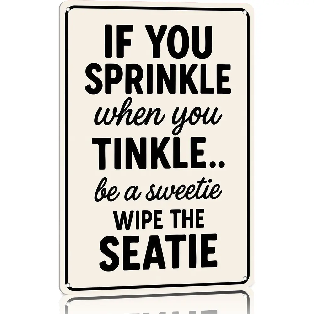 8x12 in Metal Bathroom Sign - Funny Aluminium Restroom Wall Decor Plaque with 'If You Sprinkle When You Tinkle Be A Sweetie Wipe The Seatie' Quote, Home Guest Bath Decor, Housewarming Gift for Humor Lovers | summervibes, Bathroom Decor