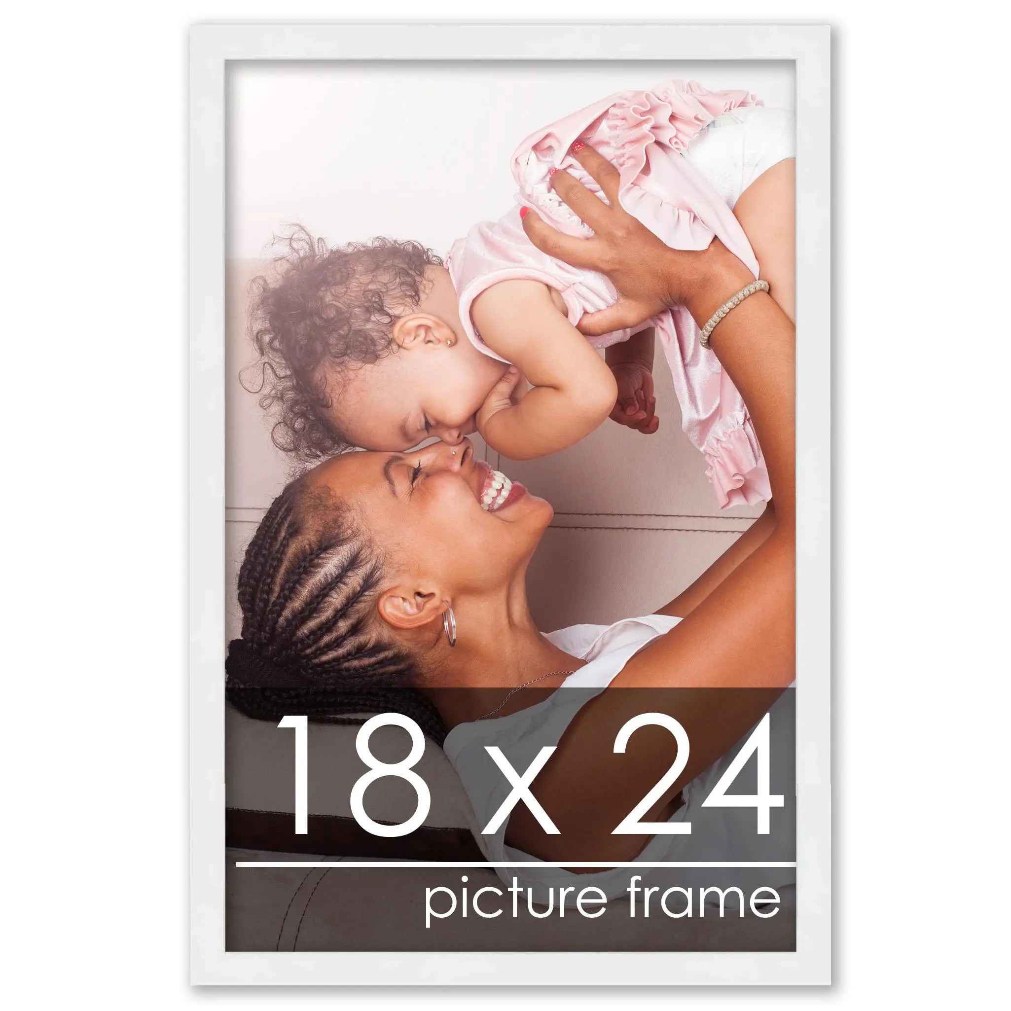 18x24 White Wood Picture Frame - UV Acrylic, Foam Board Backing, Hanging Hardware