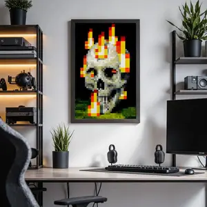 Minecraft Posters Burning Artistic High-Quality Print,Game posters,Anime posters,Vibrant Colors Rustic Charm Stunning Visuals Trendy Funny Wall Art Dorm Room Decor Pixel Art for MC Fans - Decoration Items-2D