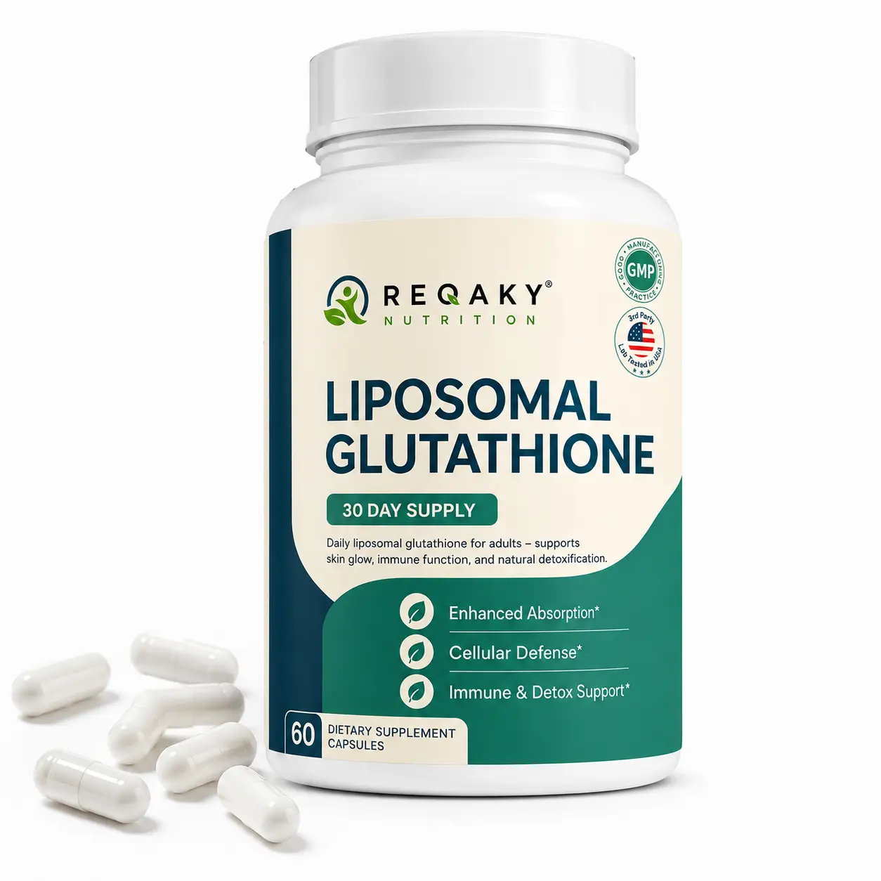 High-Absorption Liposomal Glutathione Supplement – ​​Premium Antioxidant Complex for Radiant Skin, Liver Health, and Immune Support – Pure, Non-GMO Formula, 60 Capsules