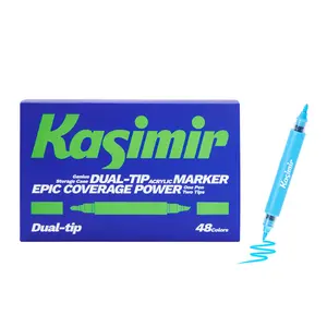 Kasimir Dual-Tip Acrylic Markers - Soft & Hard Nib Paint Pens, Superior Coverage Multi-Surface, Direct Liquid Ink, Extra Large Capacity, Premium Storage Case