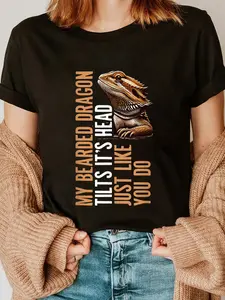 100% Cotton Tilt Its Head Pet Reptile Keeper Funny Bearded Dragon Owner T-Shirt