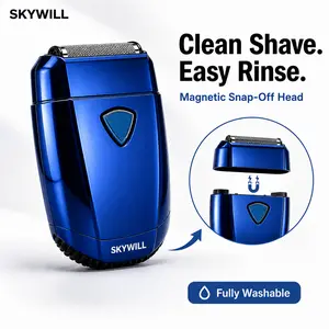 SKYWILL Traveller Mini Electric Beard Shaver, Waterproof & Comfortable Double-Ring Magnetic Cutter, One-Button Long Lasting for Travel & Daily Use, 2026 New Beard Shaver Fathersdaygift Shaving Products