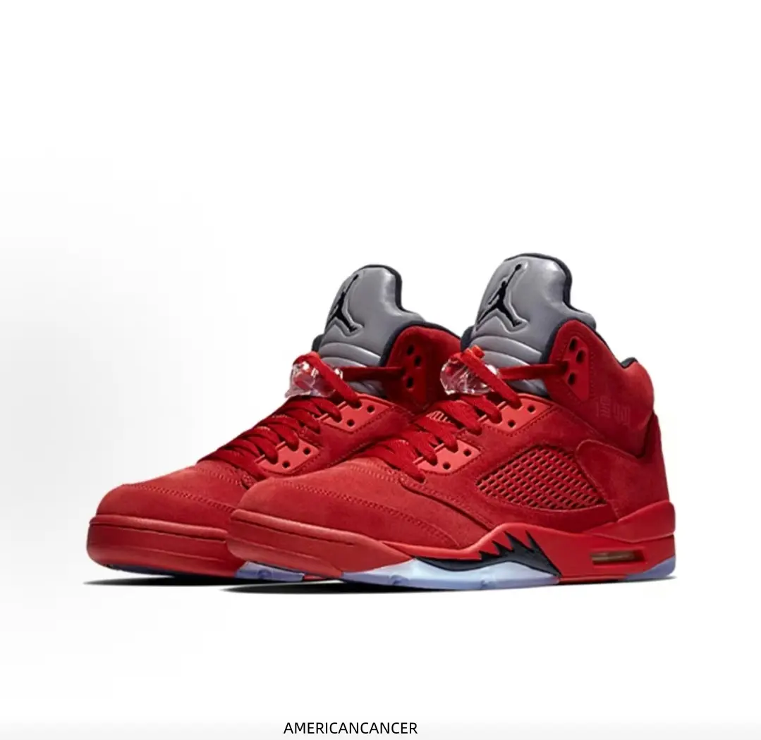 Full Red Suede‑Textured Mid‑Top Retro Basketball Sneakers for Men Women, Breathable Mesh Panels, Cushioned Midsole, Translucent Ice Outsole, Fashion Streetwear Footwear for Casual Sports and Daily Street Outfits