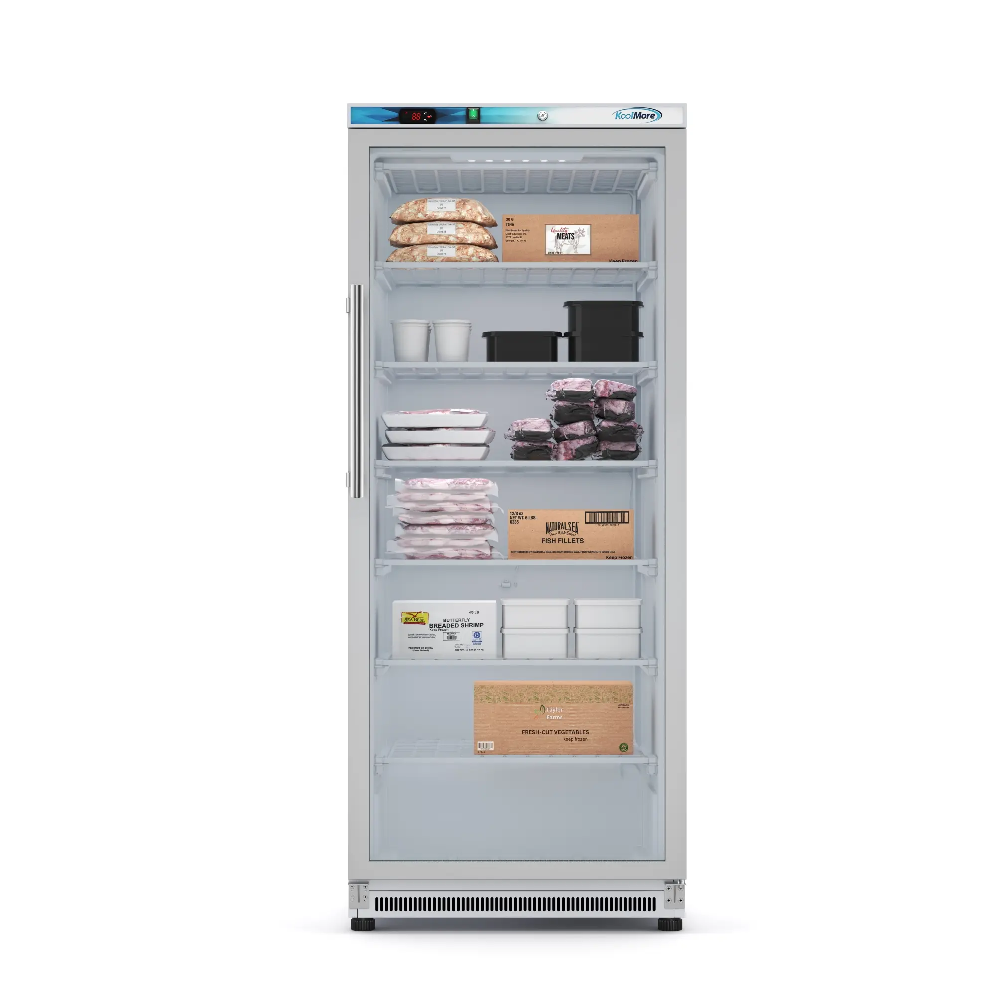 21 Cu. Ft. Commercial  Freezer with Glass Door in White - Manual Defrost (KM-FMD20WGD)