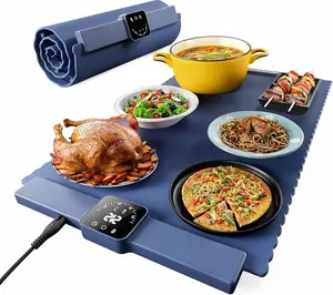 Electric Warming Tray with 5 Temperature Settings,  Silicone Food Warming Mat, Full Surface Heat Pad for Gatherings, Buffet, Parties