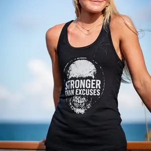 Stronger Than Excuses Women's Tank Top - Premium Cotton & Polyester Blend, Form-Fitting, Sleeveless, Casual Gym Wear for Summer