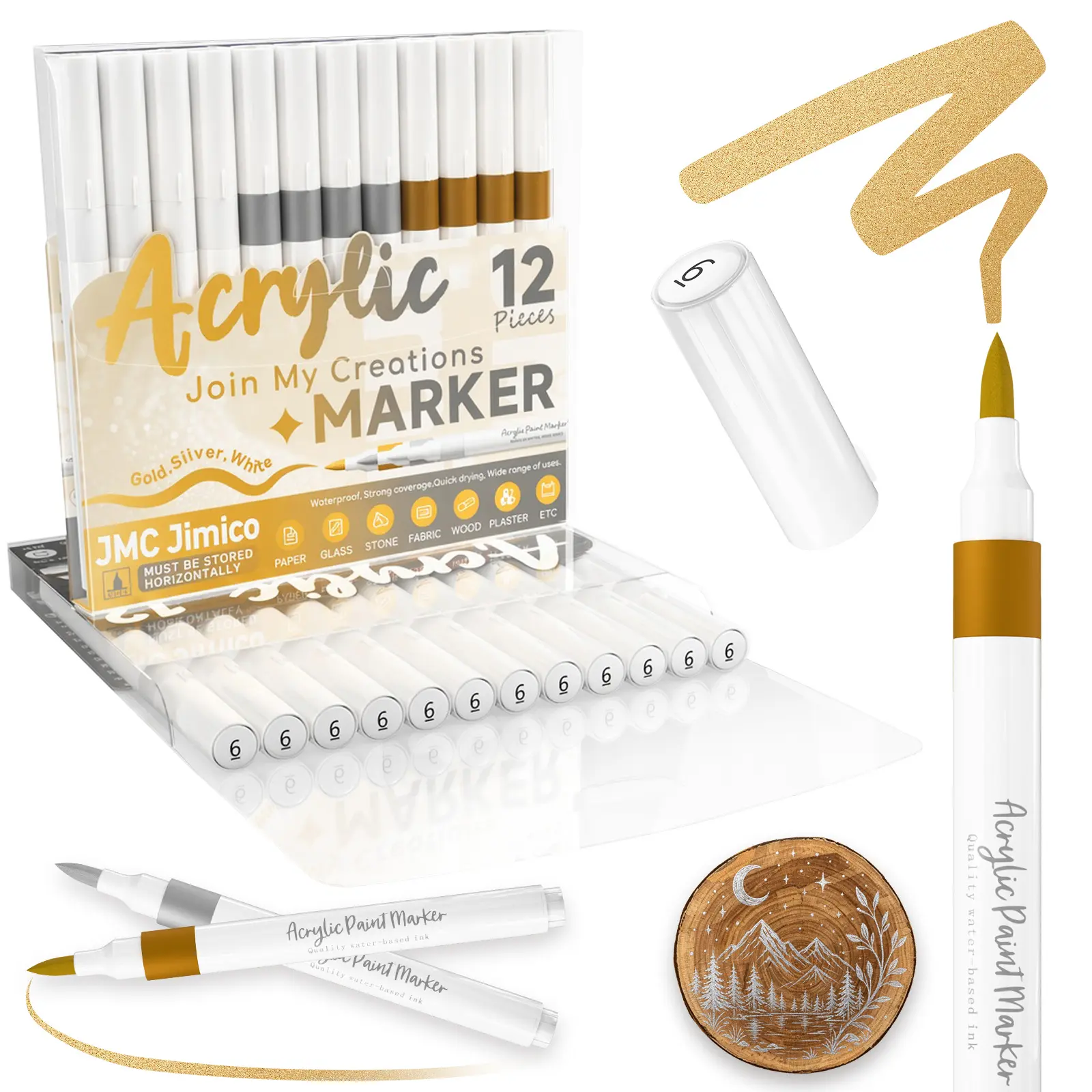 [JMC Jimico]Acrylic painting Pens for Drawing, Acrylic paint pens with brush tips, Suitable for Adult Coloring Books, Layered Acrylic Ink Pens, Acrylic Painting Pen, Art Markers Pen, for Painting, Drawing and DIY Coloring, Crafts, Scrapbooking,Card Making