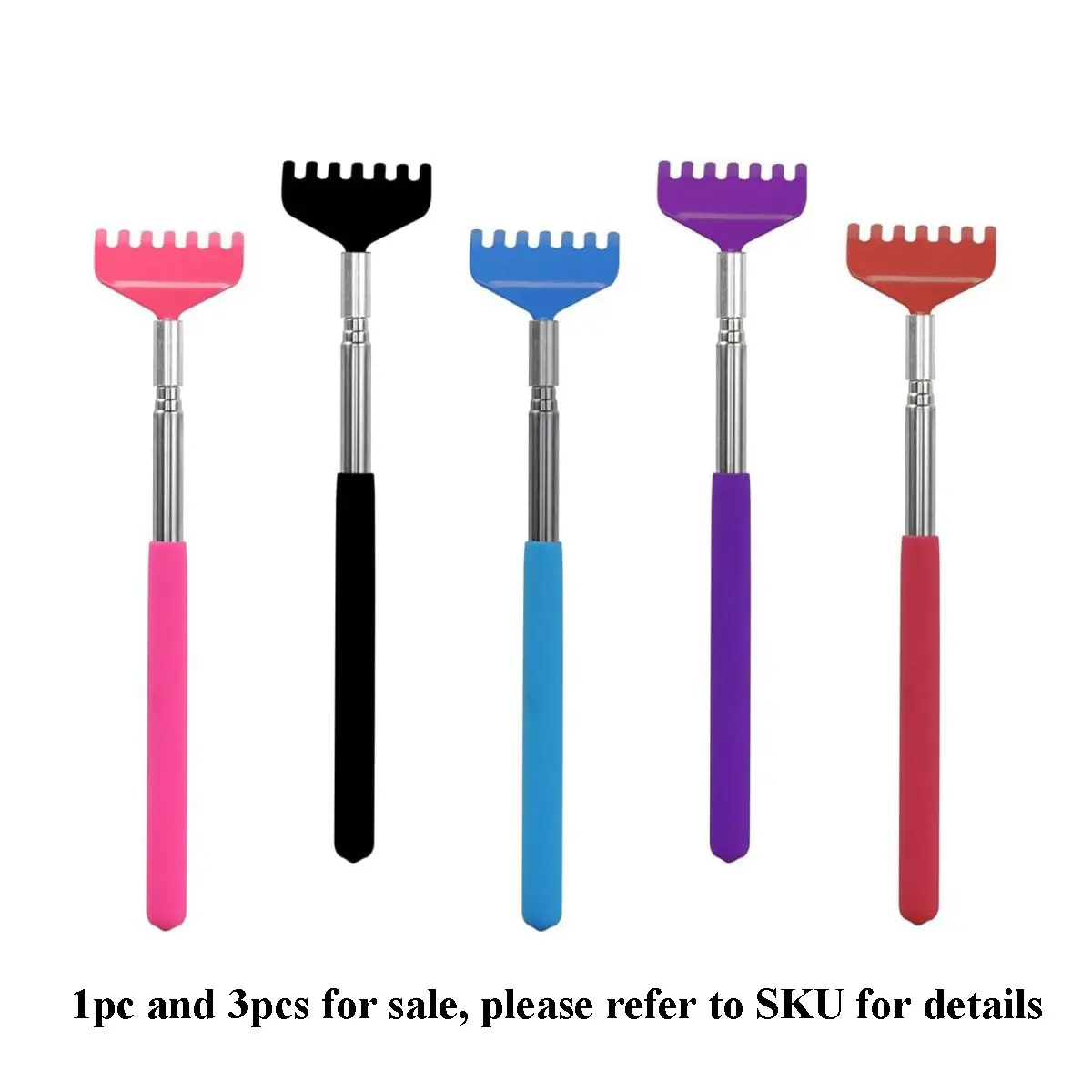 1pcs|3pcs Extendable Adjustable Back Scratcher - Portable Telescoping Metal Back Scratchers/Hand Massager with Soft Rubber Handles for Thanksgiving, Birthday, Christmas Gifts