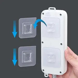 10pcs Strong Adhesive Hooks, Wall Mounting Plug-In Socket Holder, Thickened Sticky Hooks No Drilling, Multi-Functional Waterproof, Socket Holder Accessory