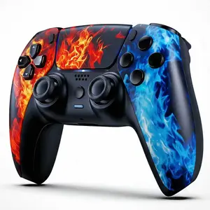 POGRIKO Wireless Game Controller for PS5, PS5 Pro & PS5 Slim, Control Gamepad, 6-Axis Gyro and Support 3.5mm Audio Jack with built-in Microphone-Fire and ice