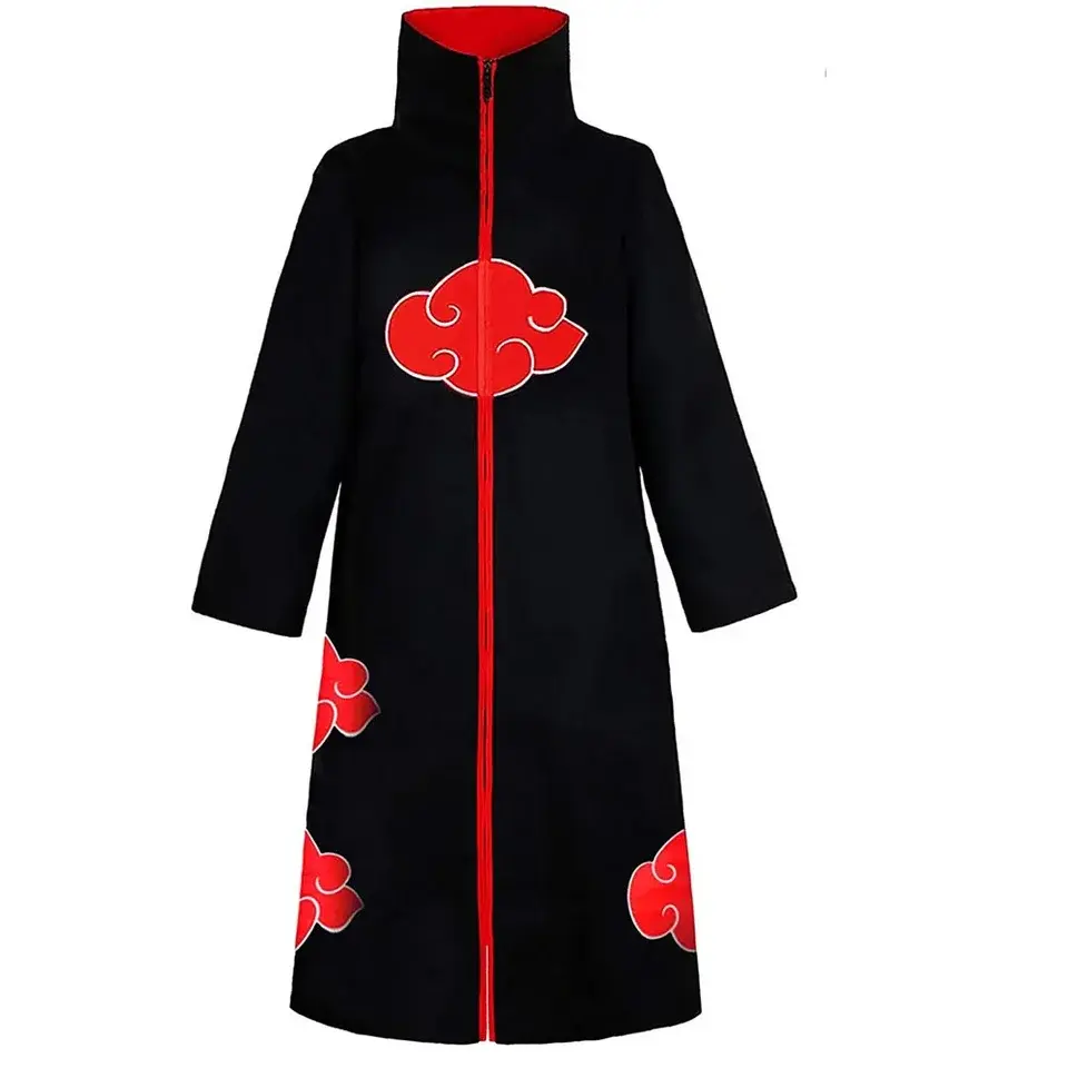Anime Hokage Akatsuki Cosplay Costume Ninja Cloak With Red Clouds Headband Pain Itachi Sasuke Deidara Kakuzu Comic Con Party Set