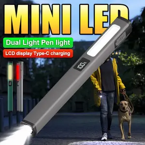 7-in-1 Rechargeable LED Penlight with Digital Display, Magnetic Clip Work Light - 6 Modes, Type-C Charging, 120LM EDC Pocket Light for Nurses, Mechanics, Camping & Emergency (Dark Green/Grey)