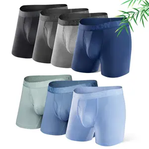 Bamboo Cooling Rayon Boxer Briefs Mens Underwear Breathable Soft with Fly Stylish Menswear 4 Pack,Boyfriend Gift, Fathersdaygift Fabric Elastic Undergarments Spandex