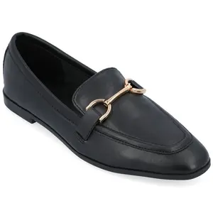 Journee Collection Women's Mizza Loafer Slip On Square Toe Flats Black 9