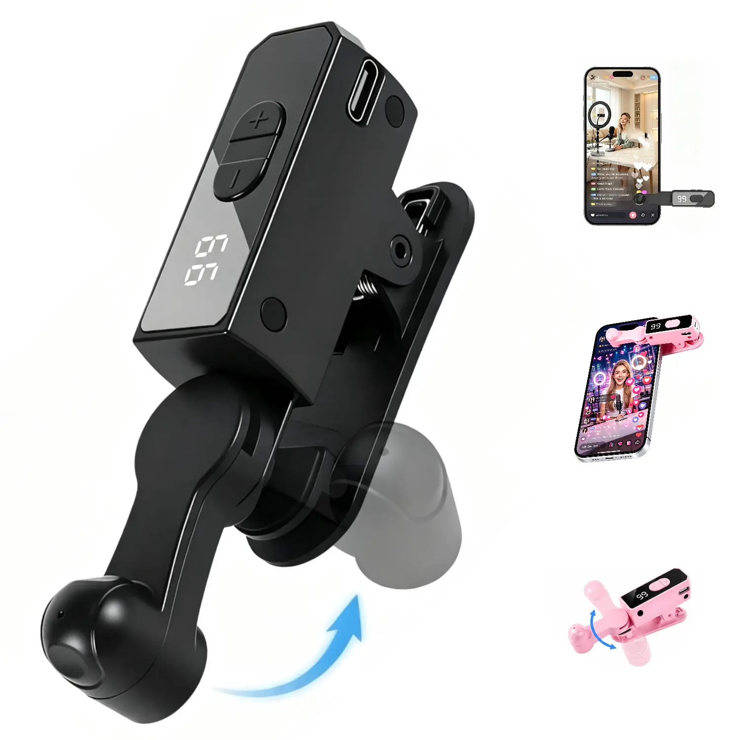 Automatic Clicker - Auto Clicker Speed Tool, Portable USB-Powered Auto Clicker Clip for Smartphones, Hands-Free Tapper with 107 Adjustable Speed, 180-Degree Rotating Arm, Smart Trigger for Shopping, Rewards, Live Broadcast Likes and Tasks