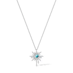 FANCIME "Soluna Nexus" Female Daily Turquoise December Birthstone Sterling Silver Necklace