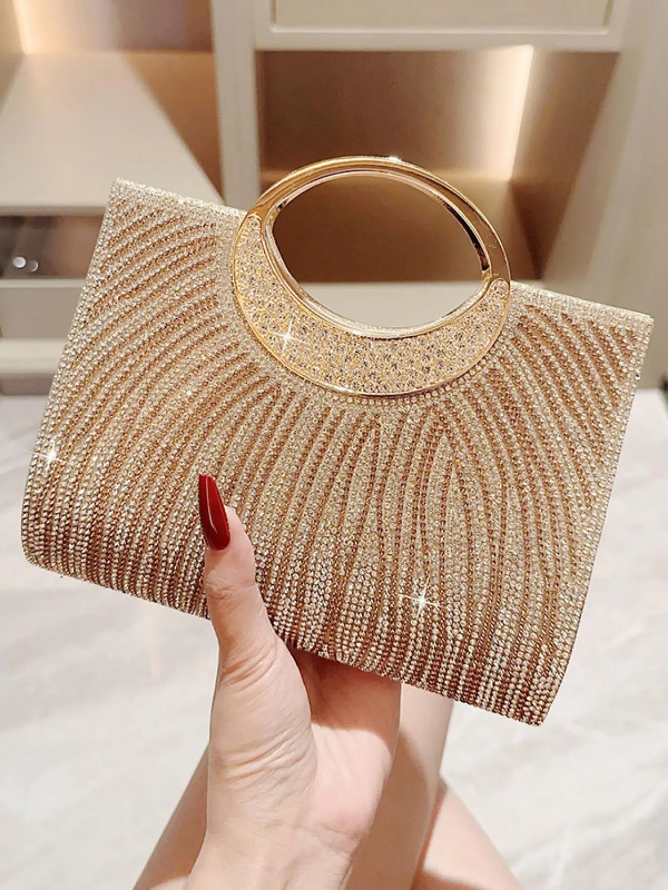 Women's Elegant Rhinestone Decorated Evening Bag, Exquisite Trendy Bag, Fashionable Bag for Parties and Special Occasions, Fashionable Embellished Clutch, Clutch Purse, Elegant Stylish Purse