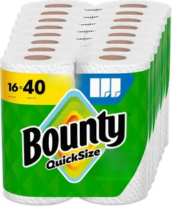 Bounty QuickSize Paper Towels, 16 Family Rolls = 40 Regular Rolls, 2-Ply Sheets, Durable & Absorbent, Award-Winning Kitchen Sheets Wipes